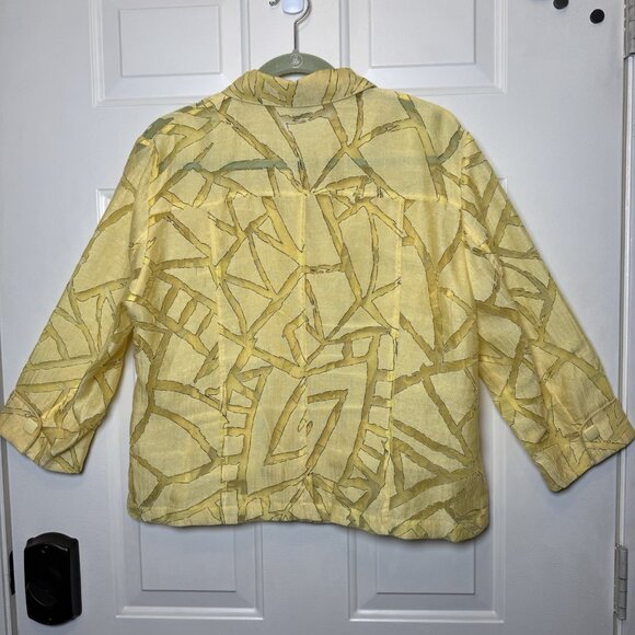Clara Sun Woo Button Front Linen Blend Jacket Lightweight Sheer Sz XL - Picture 2 of 9